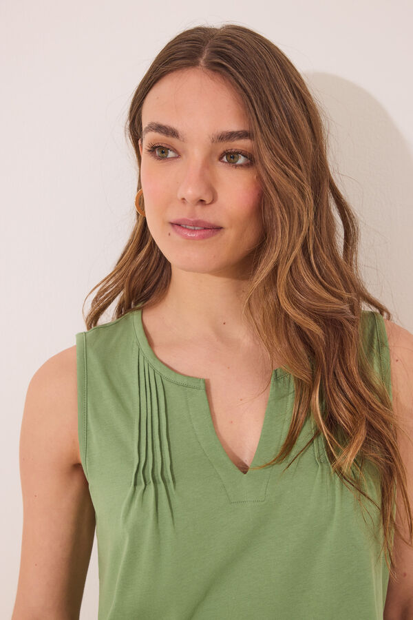 Womensecret Pijama corta de tirantes en algodón plisado verde verde