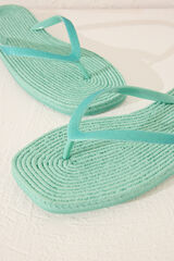 Womensecret Chanclas de esparto con punta cuadrada verde kaki
