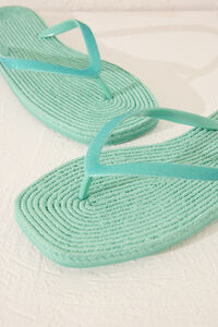 Womensecret Chanclas de esparto con punta cuadrada verde kaki