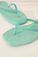 Womensecret Chanclas de esparto con punta cuadrada verde kaki