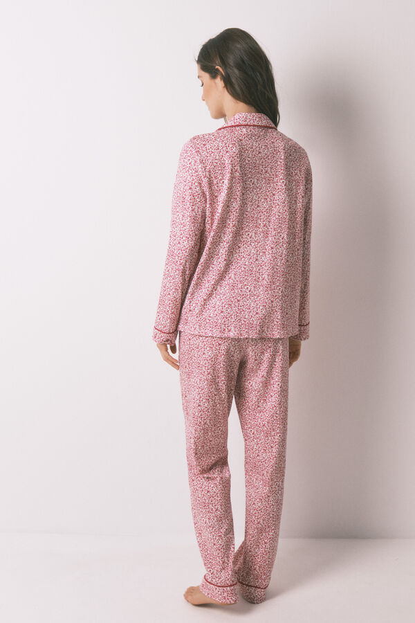Women'secret Pijama camisera de algodón con estampado floral rojo  estampado