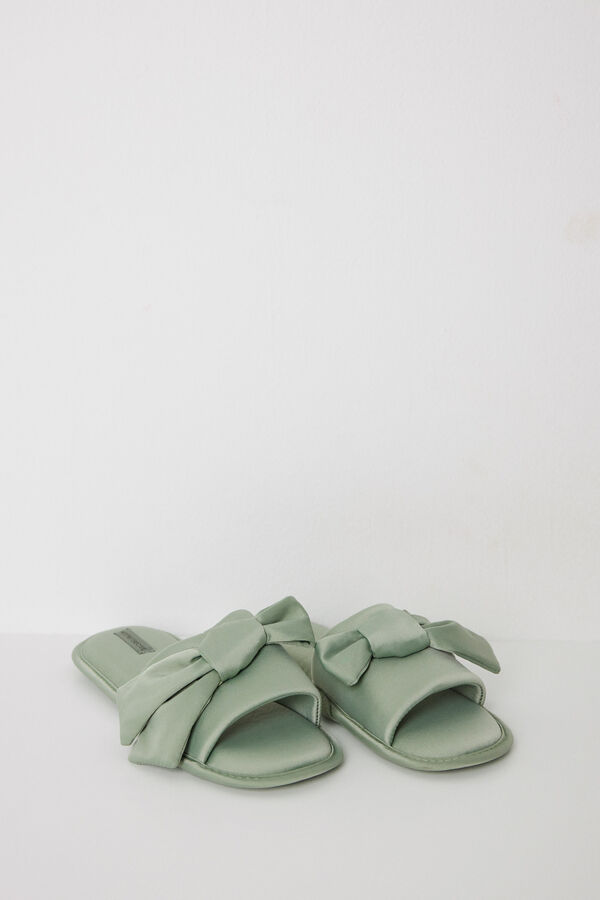 Womensecret Pantuflas satén lazo verde verde
