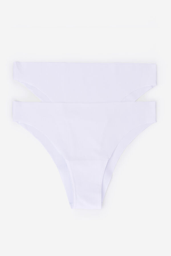Womensecret Pack de 2 panties brasileñas de microfibra blanco