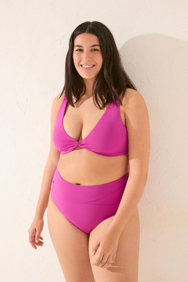 Womensecret Panty de bikini de cintura alta con efecto moldeador morado/lila