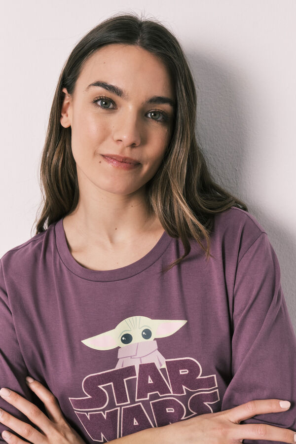 Women'secret Pijama larga de algod&oacute;n Grogu morado/lila