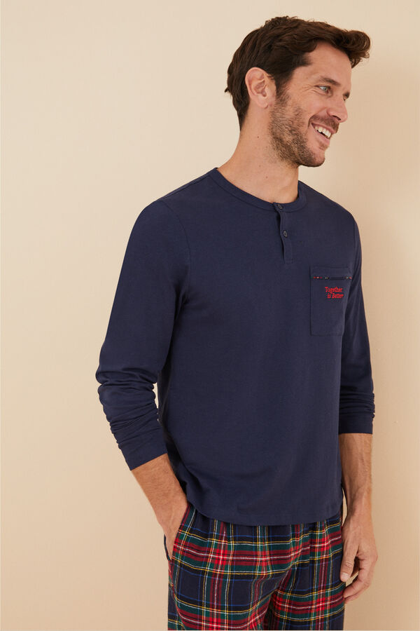 Women'secret Pijama hombre 100% algodón cuadros  azul