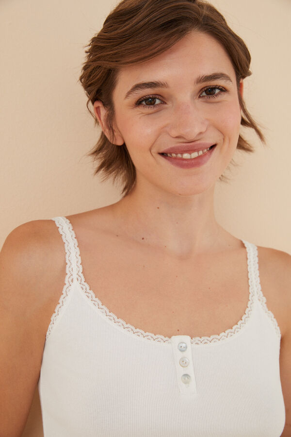 Womensecret Top tirantes algodón beige marfil
