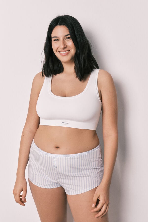 Women'secret Panty ancho de algod&oacute;n estampado de rayas azul azul