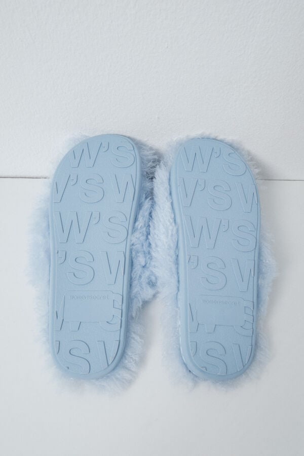 Women'secret Pantunflas de peluche azul azul