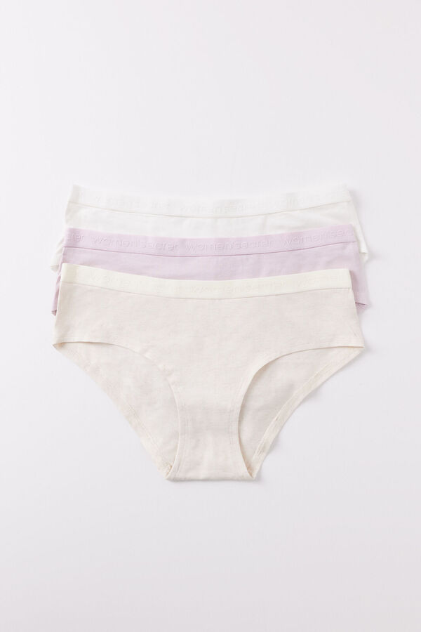 Womensecret Pack 3 panties anchos algodón logo blanco