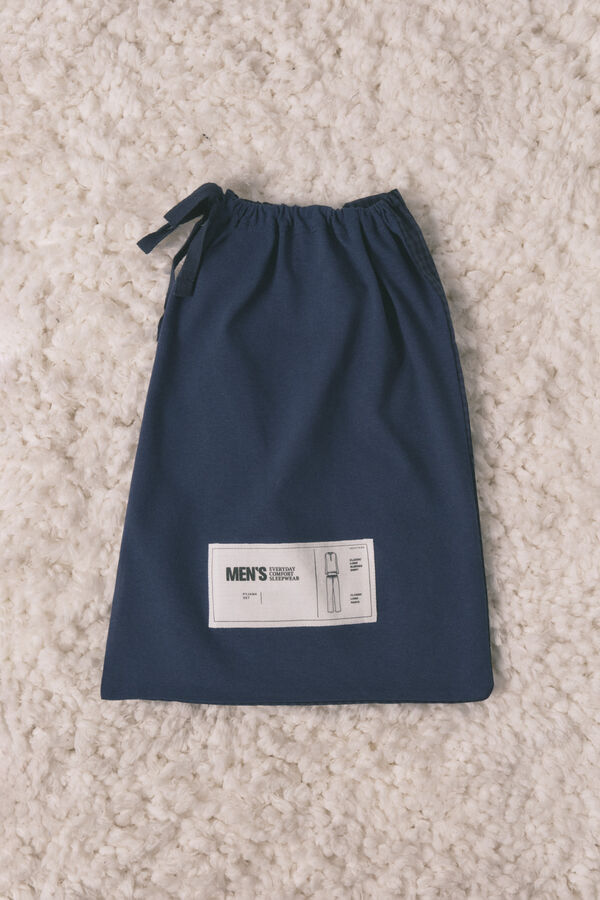 Women'secret Pijama larga de hombre, 100% algod&oacute;n, cuadros azules azul