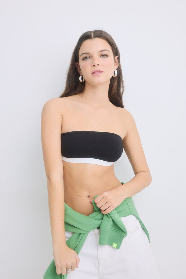 Womensecret Sujetador bandeau copas extraíbles negro negro