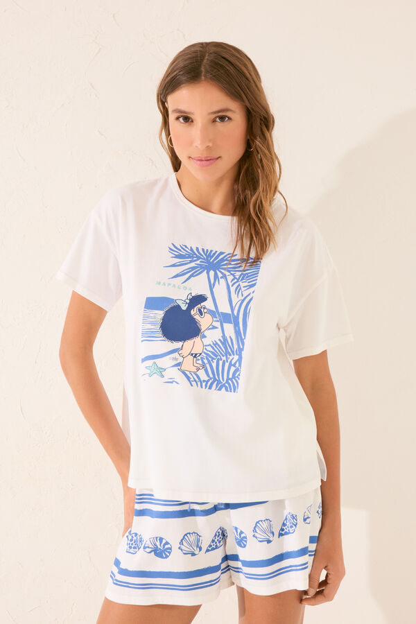 Women'secret Pijama blanco de manga corta blanco
