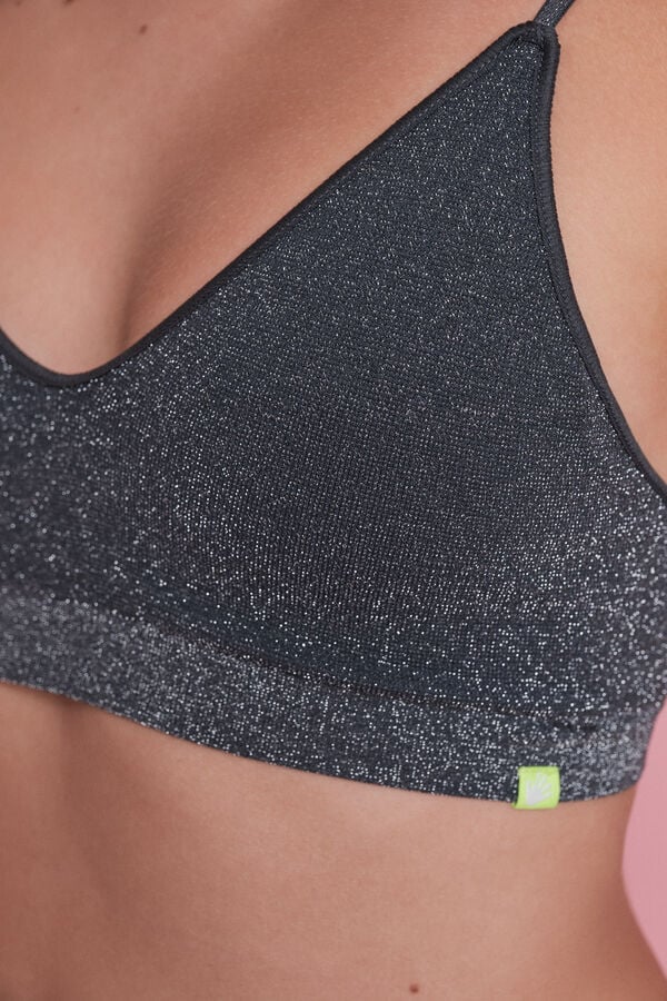 HI&BYE Brasier triangular de l&uacute;rex negro sin costuras gris