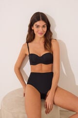 Womensecret Panty alta clásica de microfibra negra negro
