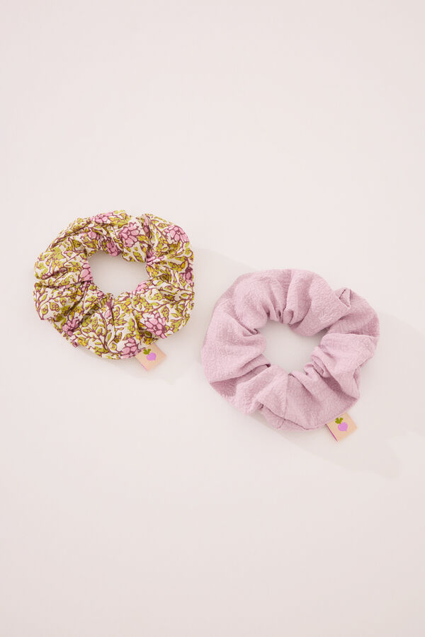 Womensecret Pack de 2 gomas para el pelo con estampado de flores y rosas estampado