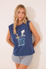 Womensecret Pijama corta geométrico de Snoopy 100 % algodón azul