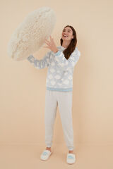 Womensecret Pijama capucha pelo esponjoso y polar nubes azul azul