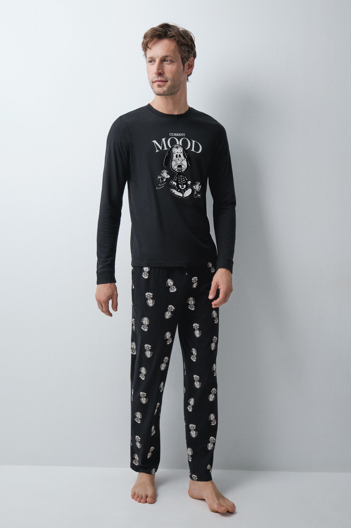 Women'secret Pijama larga de algod&oacute;n Snoopy Halloween