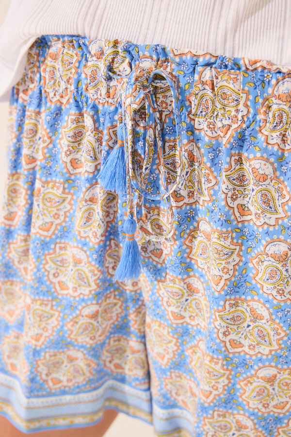 Womensecret Pantalón de viscosa con estampado azul estampado