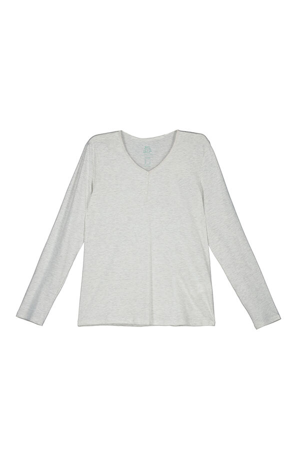 Womensecret Camiseta 100% algodón gris claro botones gris