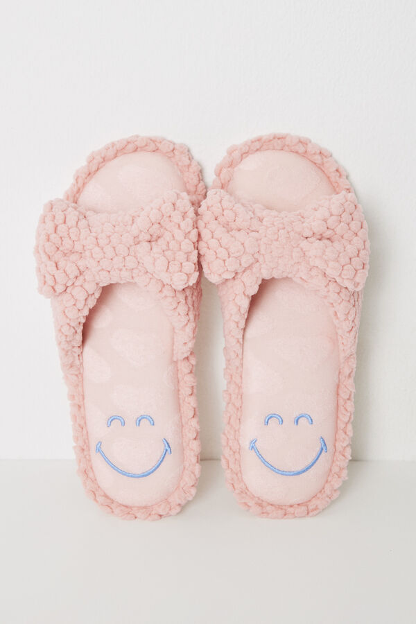 Womensecret Pantuflas casa lazo Smiley rosa