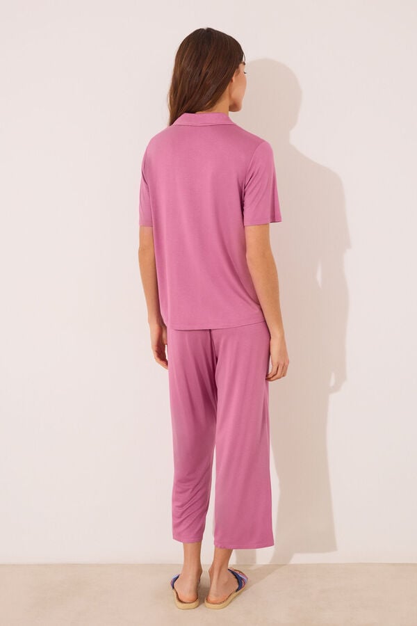 Womensecret Pijama camisera de viscosa rosa rosa