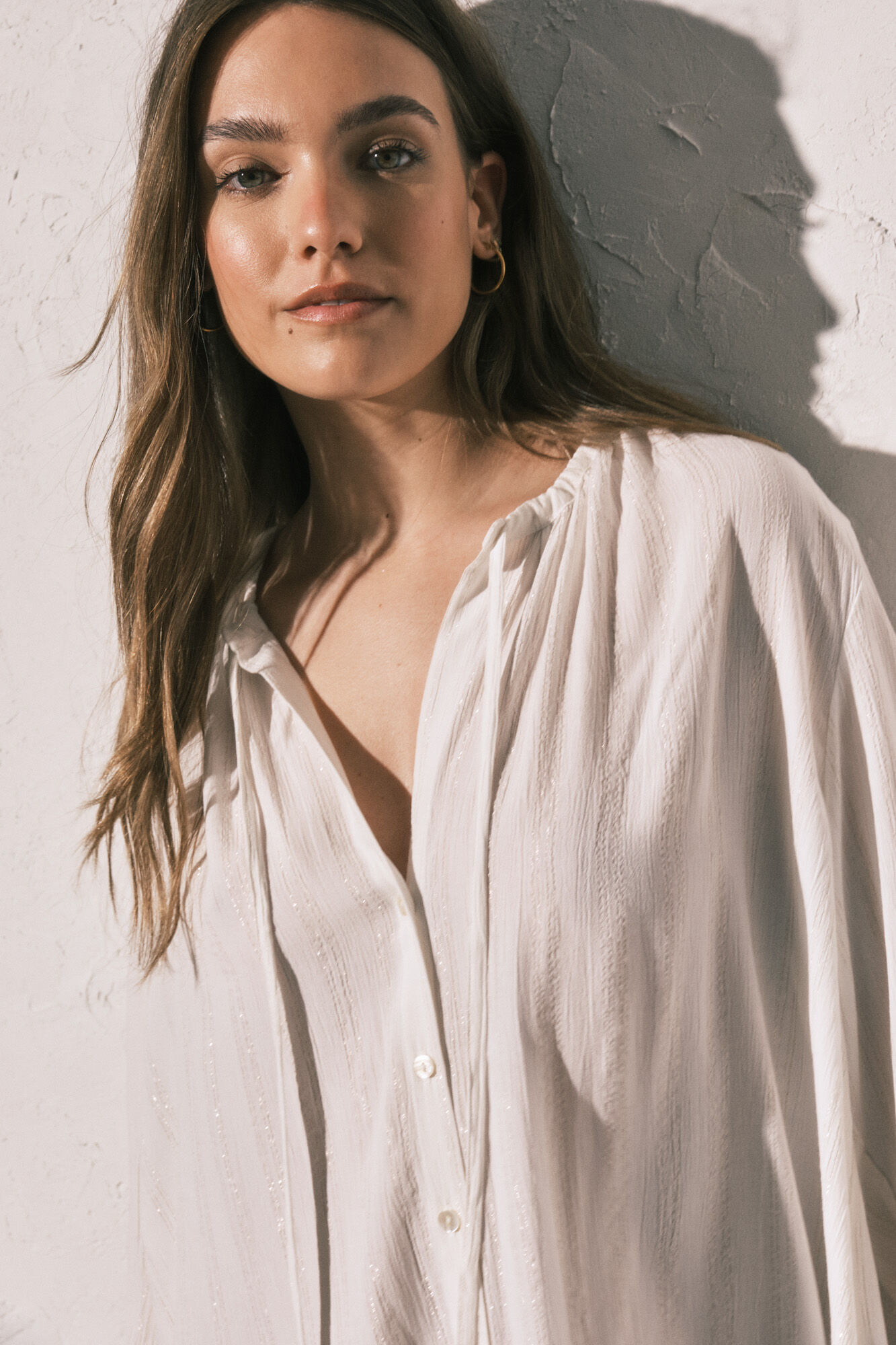 Women'secret Playera de dormir cuello mao blanca