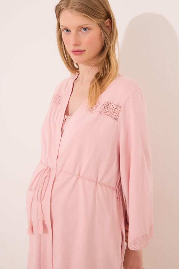 Womensecret Bata de premamá de algodón rosa rosa