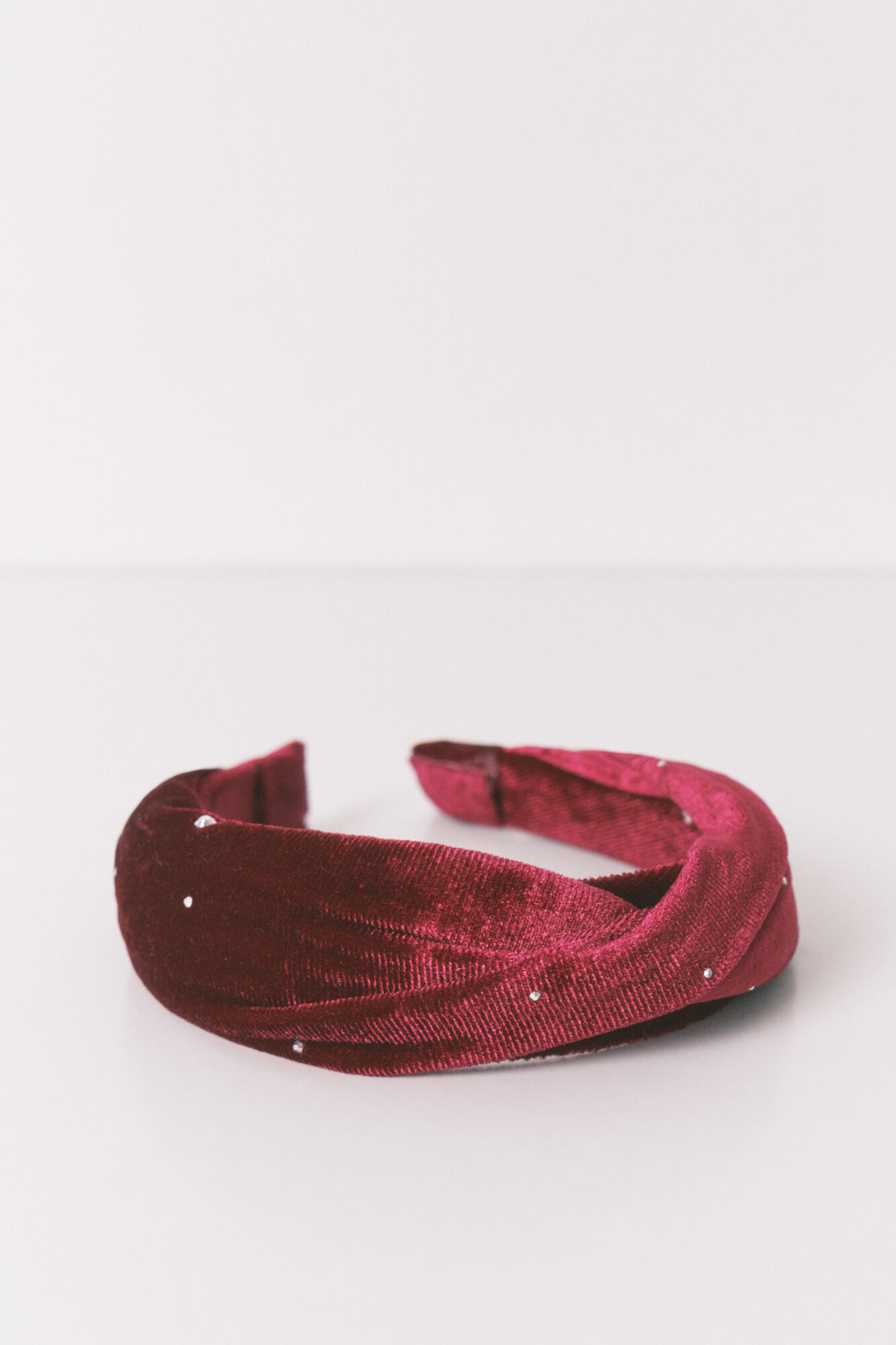 Women'secret Diadema de terciopelo rojo con purpurina