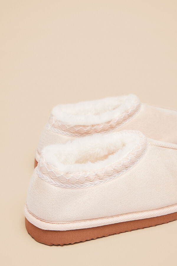 Womensecret Pantuflas casa bota beige marfil