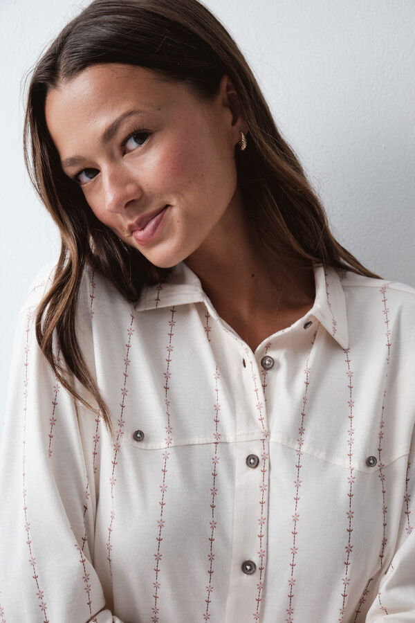 Women'secret Pijama larga camisera cowboy marfil