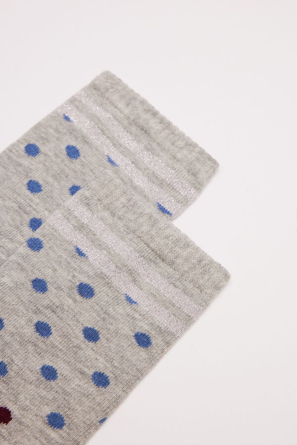 Womensecret Calcetines largos algodón topos azul lurex gris