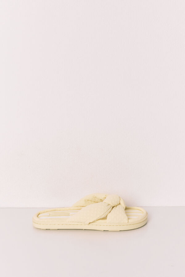 Women'secret Pantuflas con lazo voluminoso amarillo amarillo