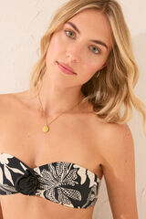 Womensecret Top bikini bandeau con estampado floral negro