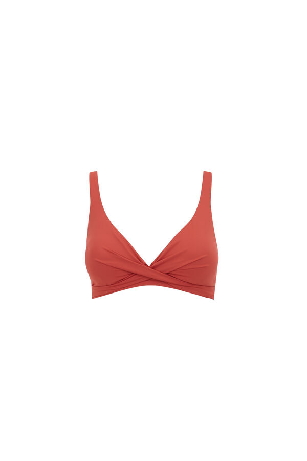 Womensecret Top de bikini naranja con cuello halter cruzado púrpura