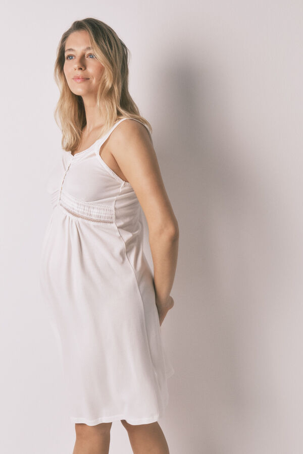 Women'secret Camis&oacute;n corto maternity de algod&oacute;n blanco marfil