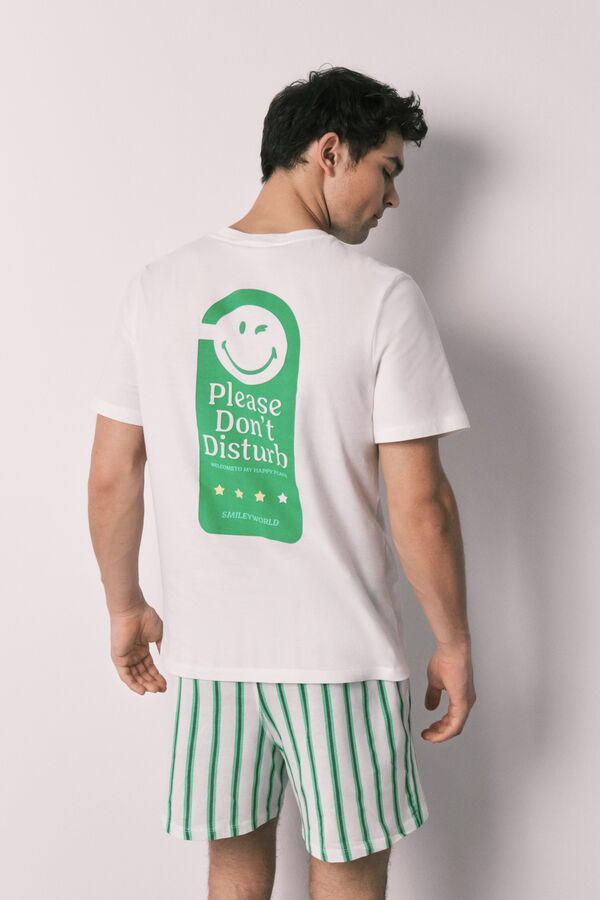 Women'secret Pijama corta de hombre de algod&oacute;n SmileyWorld&reg; marfil