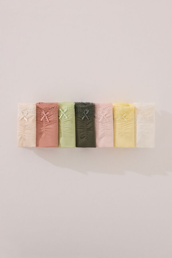 Womensecret Pack de 7 panties clásica de algodón con lazo o lazo blanco