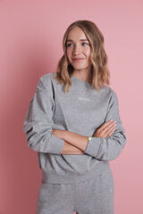 HI&BYE Sudadera de forro polar gris con logo gris