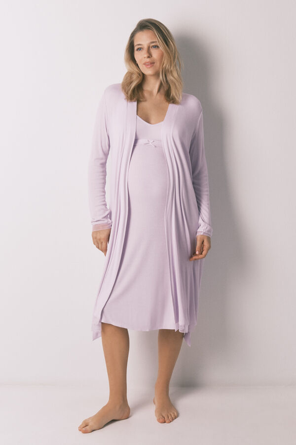 Women'secret Bata midi maternity acanalada lila morado/lila