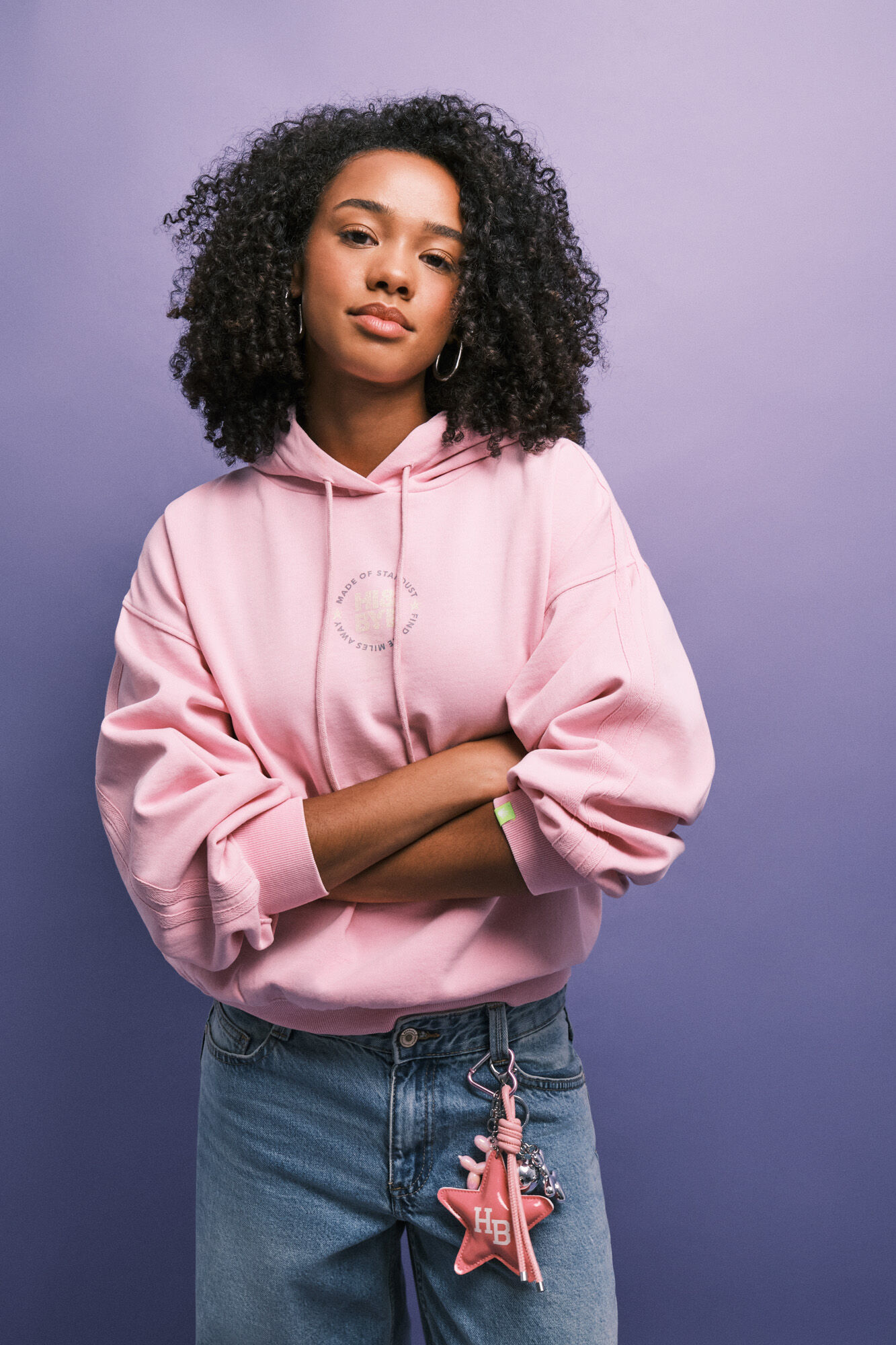 HI&BYE Sudadera de felpa con capucha rosa