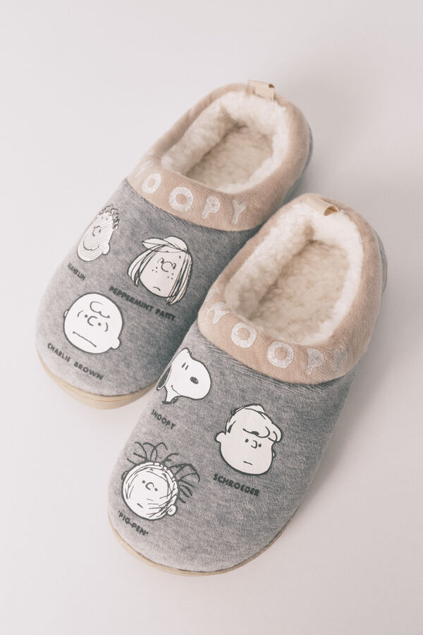 Women'secret Pantuflas para casa grises de Snoopy gris