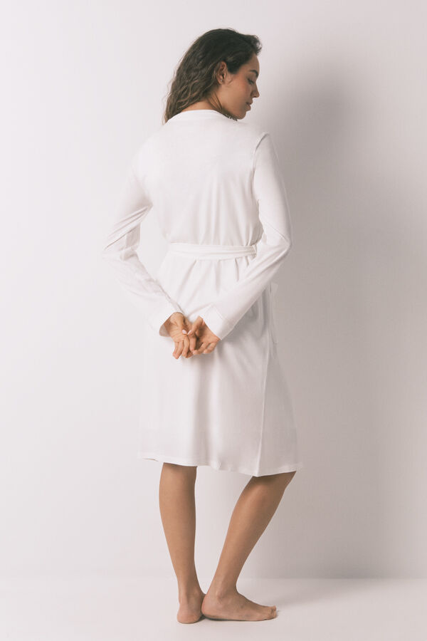 Womensecret Bata de premamá de algodón blanco marfil
