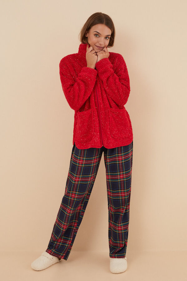 Womensecret Chaqueta pelo lúrex rojo rojo
