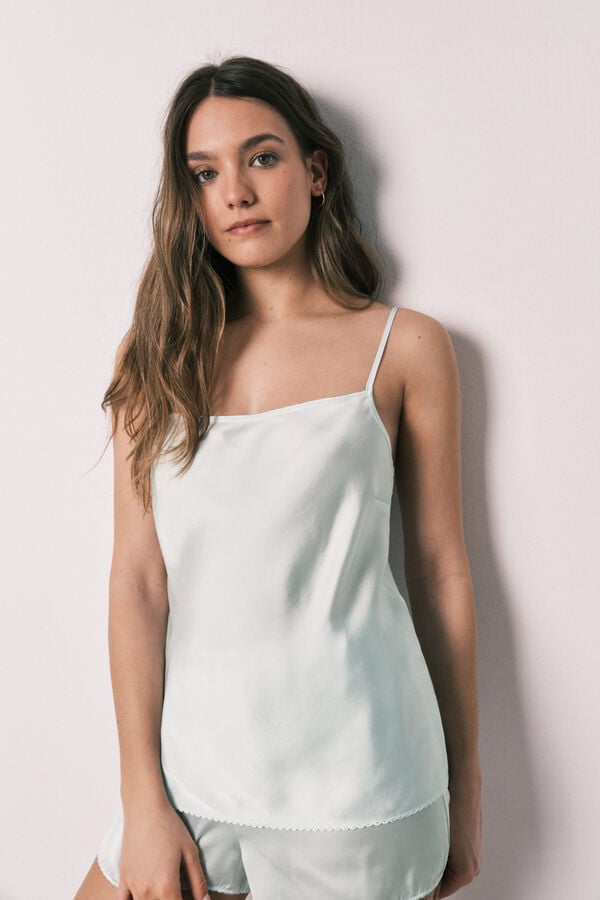 Women'secret Pijama corta de sat&eacute;n verde verde