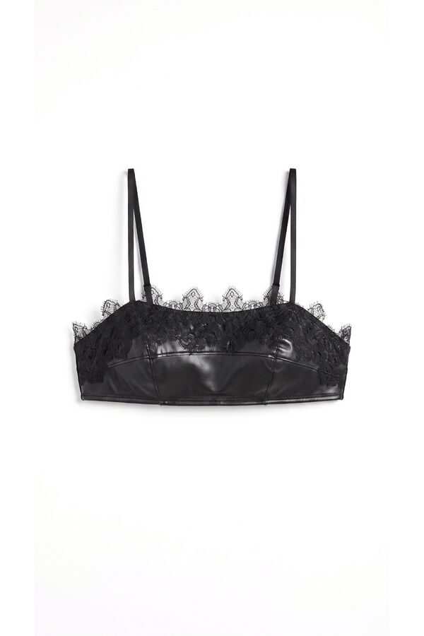 Women'secret Brasier top horizontal de encaje negro negro