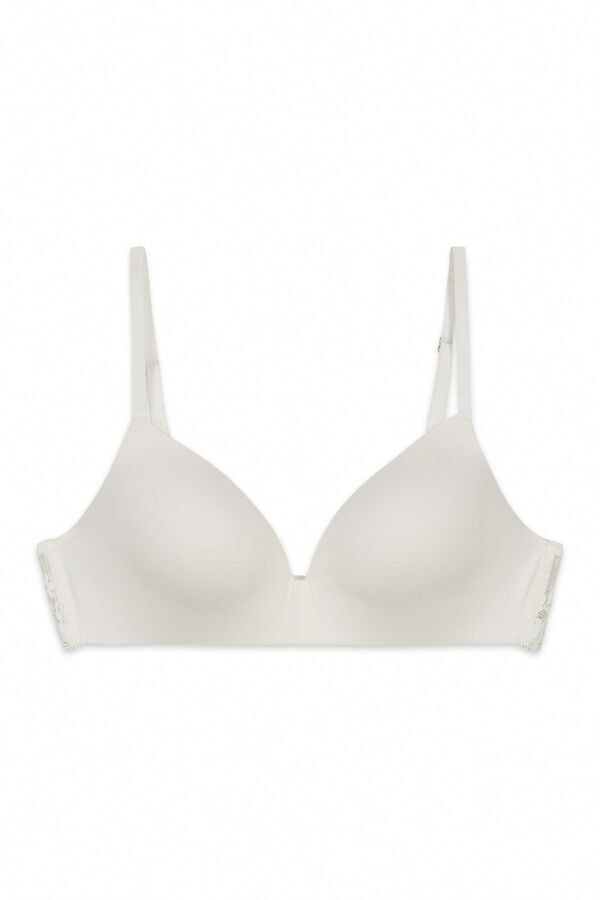 Women'secret Brasier triangular de microfibra y encaje blanco CHARMING caf&eacute;