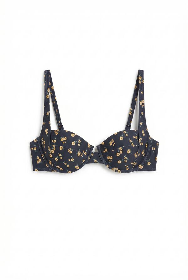 Women'secret Traje de ba&ntilde;o bikini push up mini flores amarillas negro