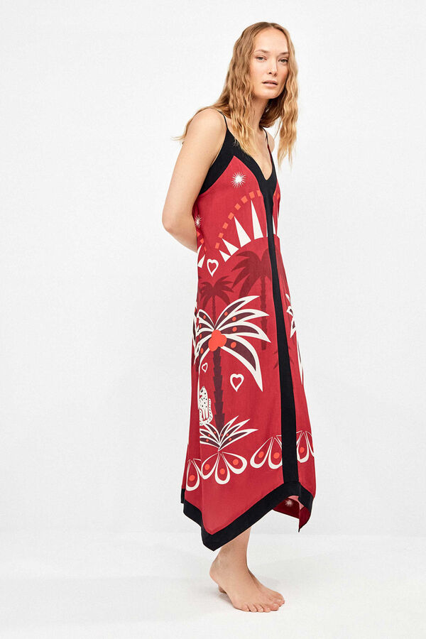 Gisela Vestido de tirantes finos con estampado &eacute;tnico in & out blanco